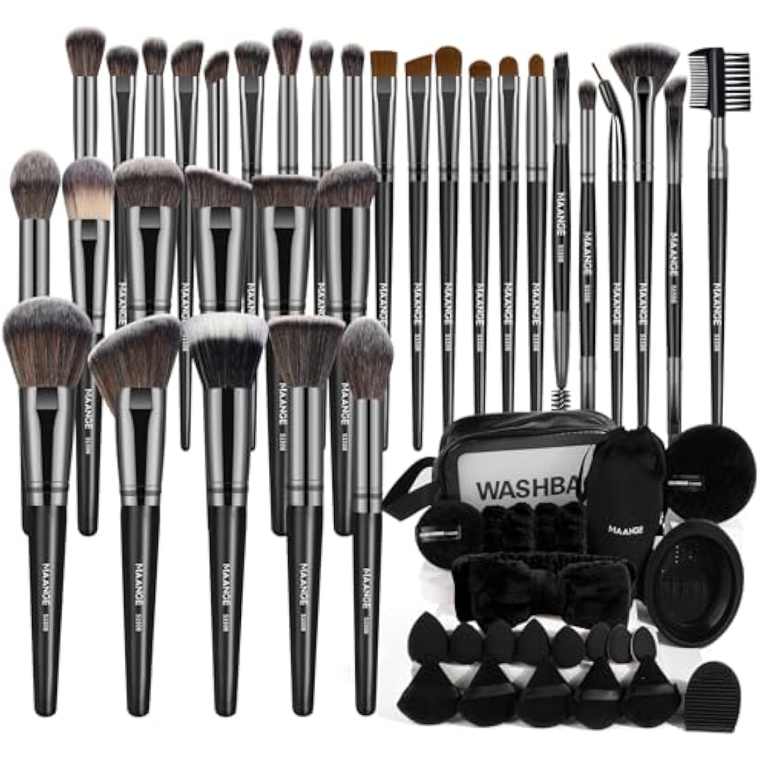MAANGE Makeup Brushes 54 Pcs Makeup Tool Set, Multi-functional Makeup Kit Premium Synthetic Brush Make up Brushes Set for Women (Black, 54 Pcs)
