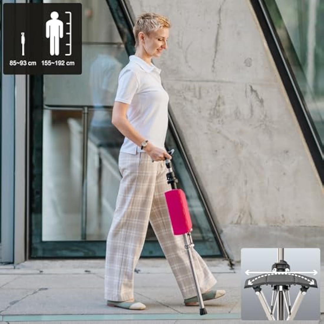 Ta-Da Chair PRO - Walking Stick with Seat, Ultra-Light Aluminium Frame & Sturdy Foldable Stool (up to 120kg), Collapsable Folding Design, Ideal for Travel & Sightseeing - Black, Adjustable