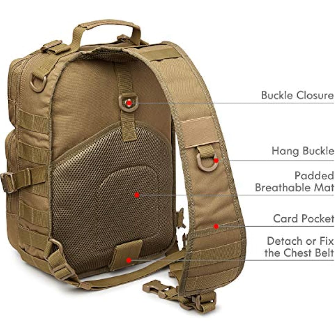 G4Free Tactical Sling Backpack Big Molle EDC Range Bag Pack Assault Military Shoulder Rucksack One Strap Daypack