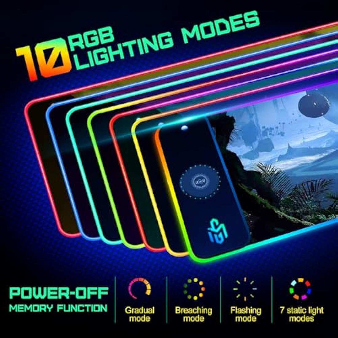 GIM Wireless Charging RGB Gaming Mouse Pad 15W, LED Mouse Mat 800x300x4MM, 10 Light Modes Extra Large Mousepad Non-Slip Rubber Base Computer Keyboard Mat for Gaming (Magnetism-Planetary Dreams)