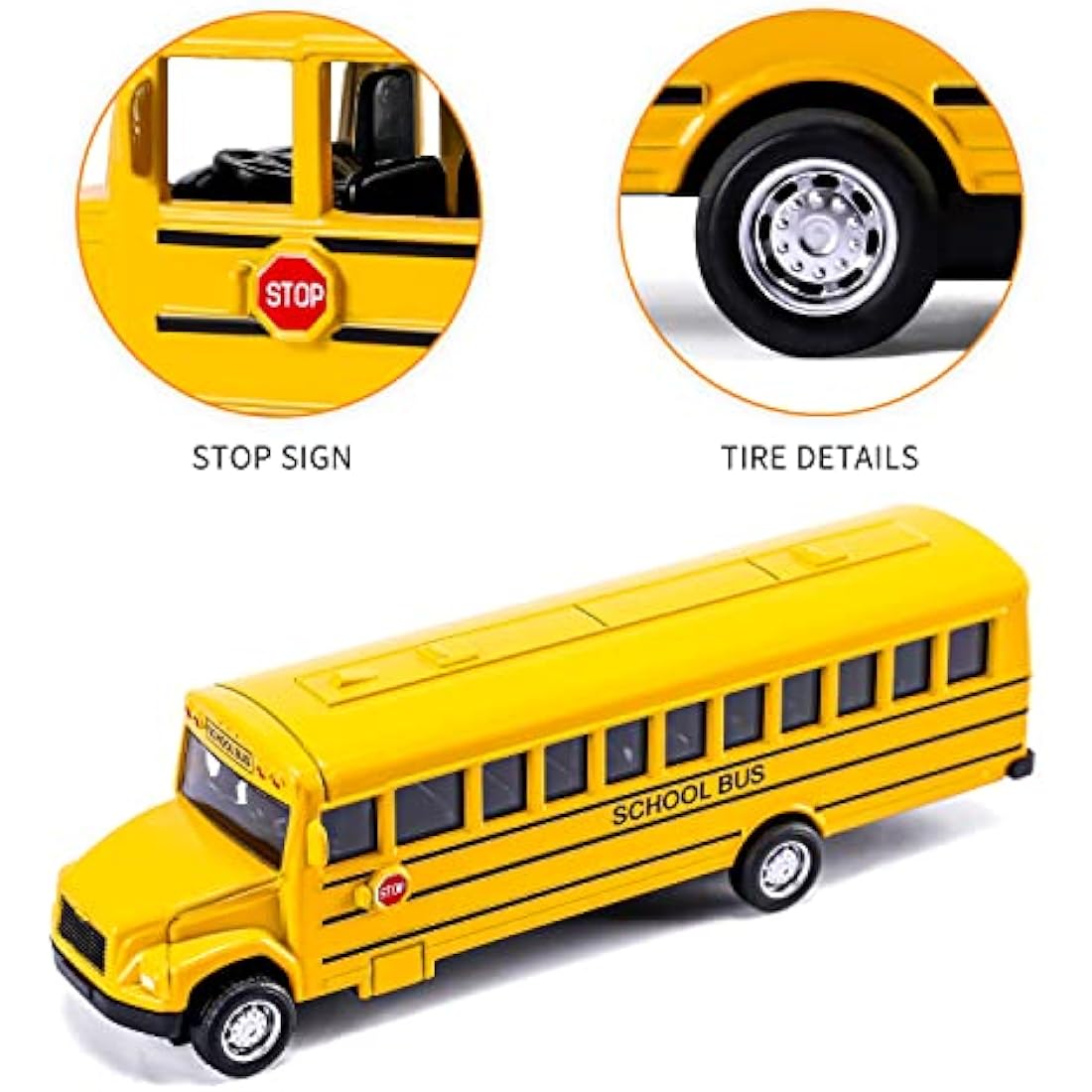 XINGANER 2 Pack 5.5" Pull Back Die-cast School Bus,Alloy Metal Vehicles Toy with Bright Yellow for Kids Boys Girls
