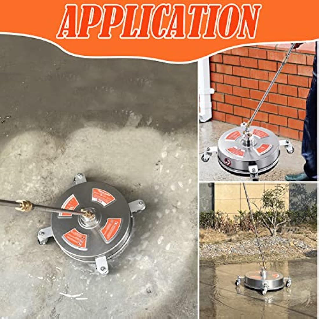 M MINGLE 14'' Pressure Washer Surface Cleaner Attachment, Driveway Power Washer Accessory with 2 Extension Wand, 1/4" Quick Connect, 4000 PSI