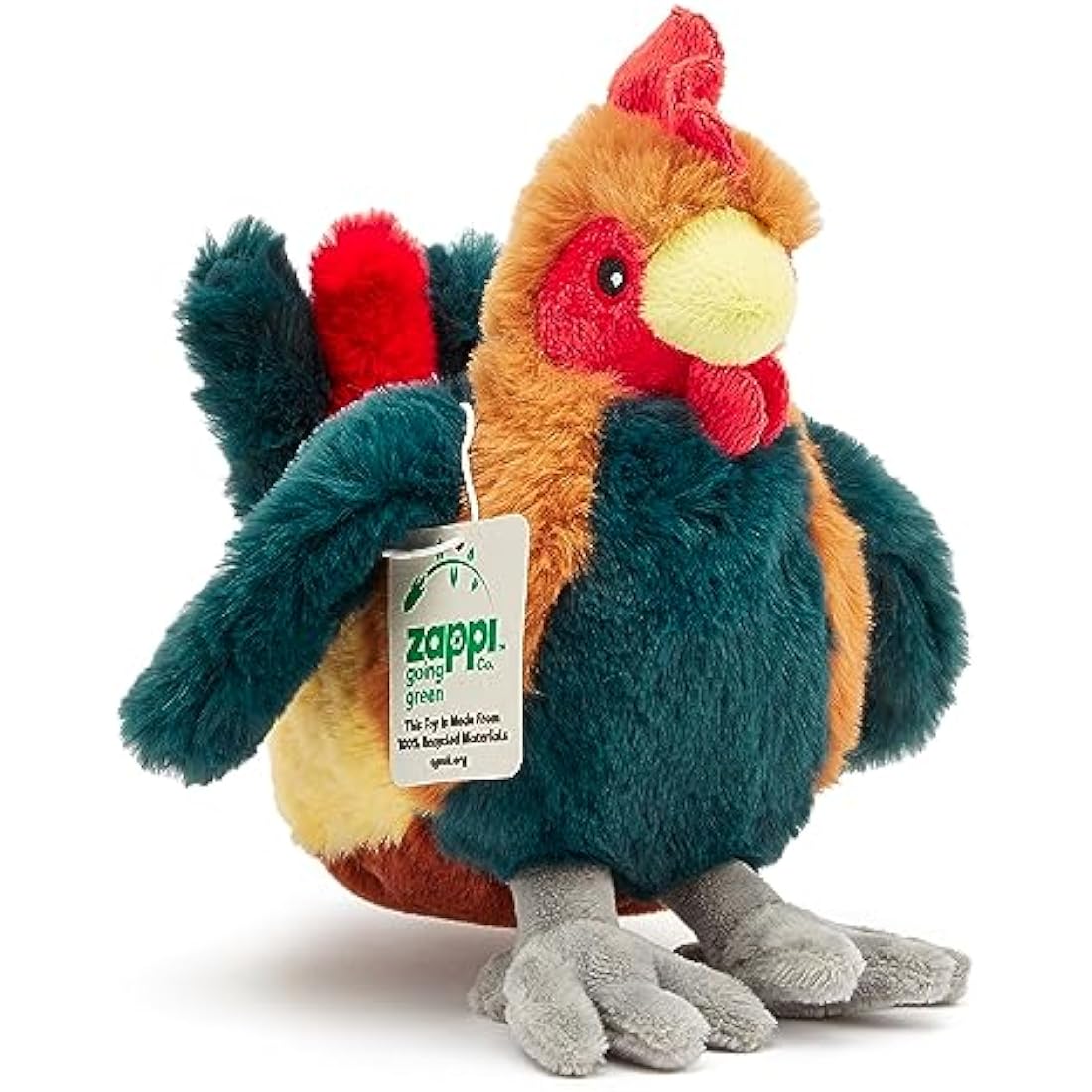 Zappi Co Cockerel Plush Toy (24 cm Length) - 100% Recycled, Eco-Friendly, Newborn Gift, Realistic Lifelike