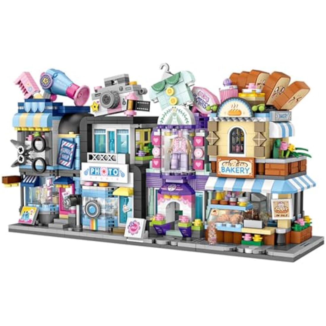 MEIEST Mini City Shop Street View Building Blocks Model Set,Creative DIY Simulation Architecture Collection Particle Construction Building Bricks Toy for Kids Adult Home Decor (Bakery)