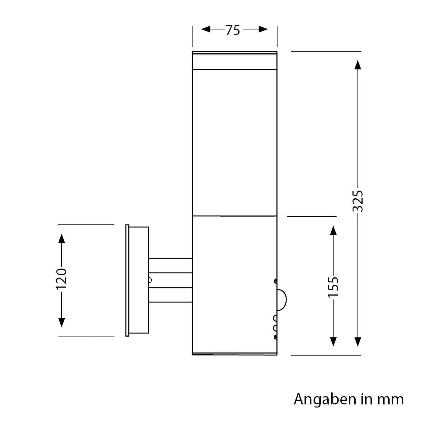 ledscom.de 2 pcs. Wall Light PORU for Outdoors, IP44, Motion Detector, Stainless Steel, Stainless Steel matt, Round, 1x E27 max. 15W