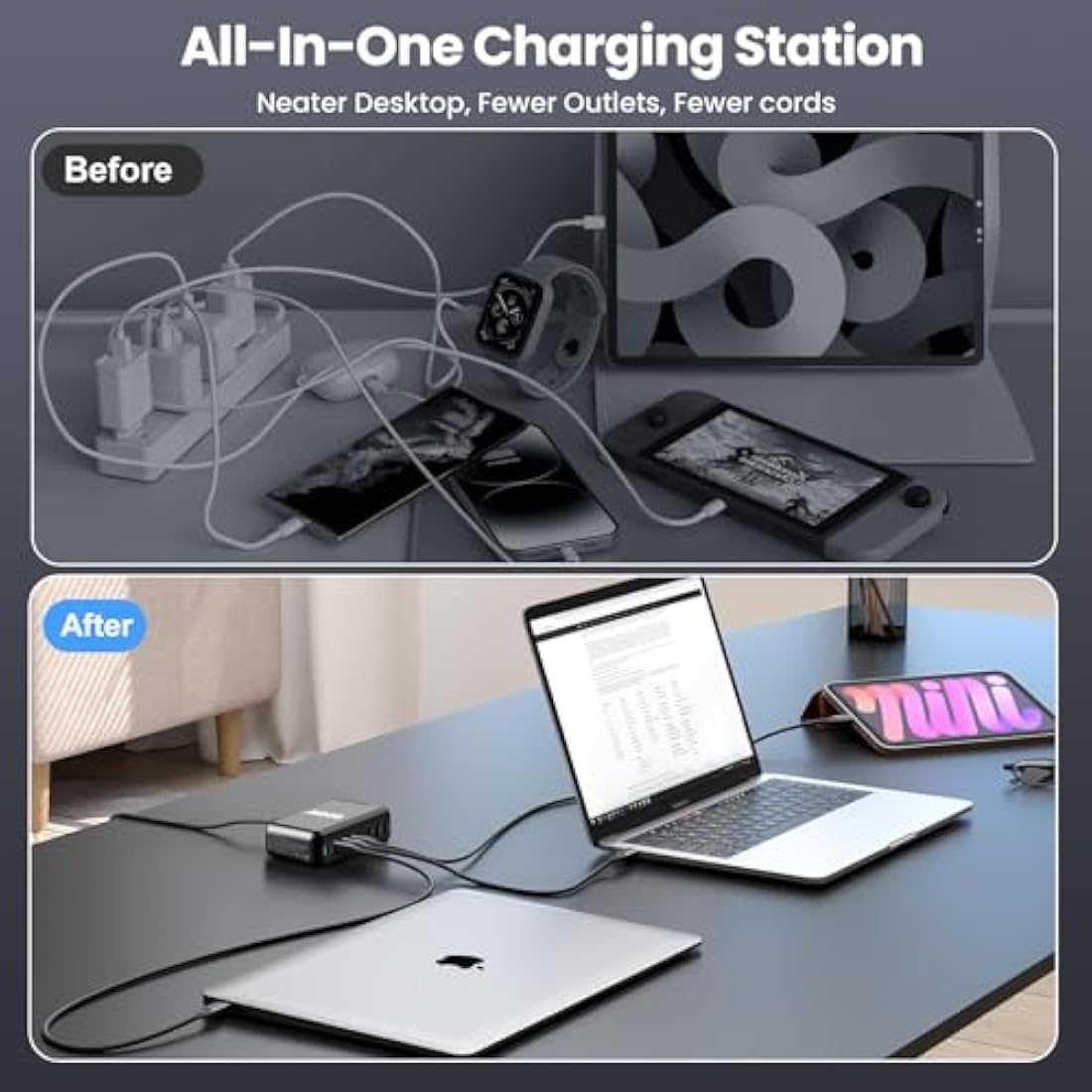 USB C Charger Block 600W 8 Port GaN3 Fast Charging Station Compatible with Laptop,ipad, iPhone 16/15/14/13 /12 Pro Max Fast Charge Pixel Note MacBook Pro/Air USB C Charger for Android