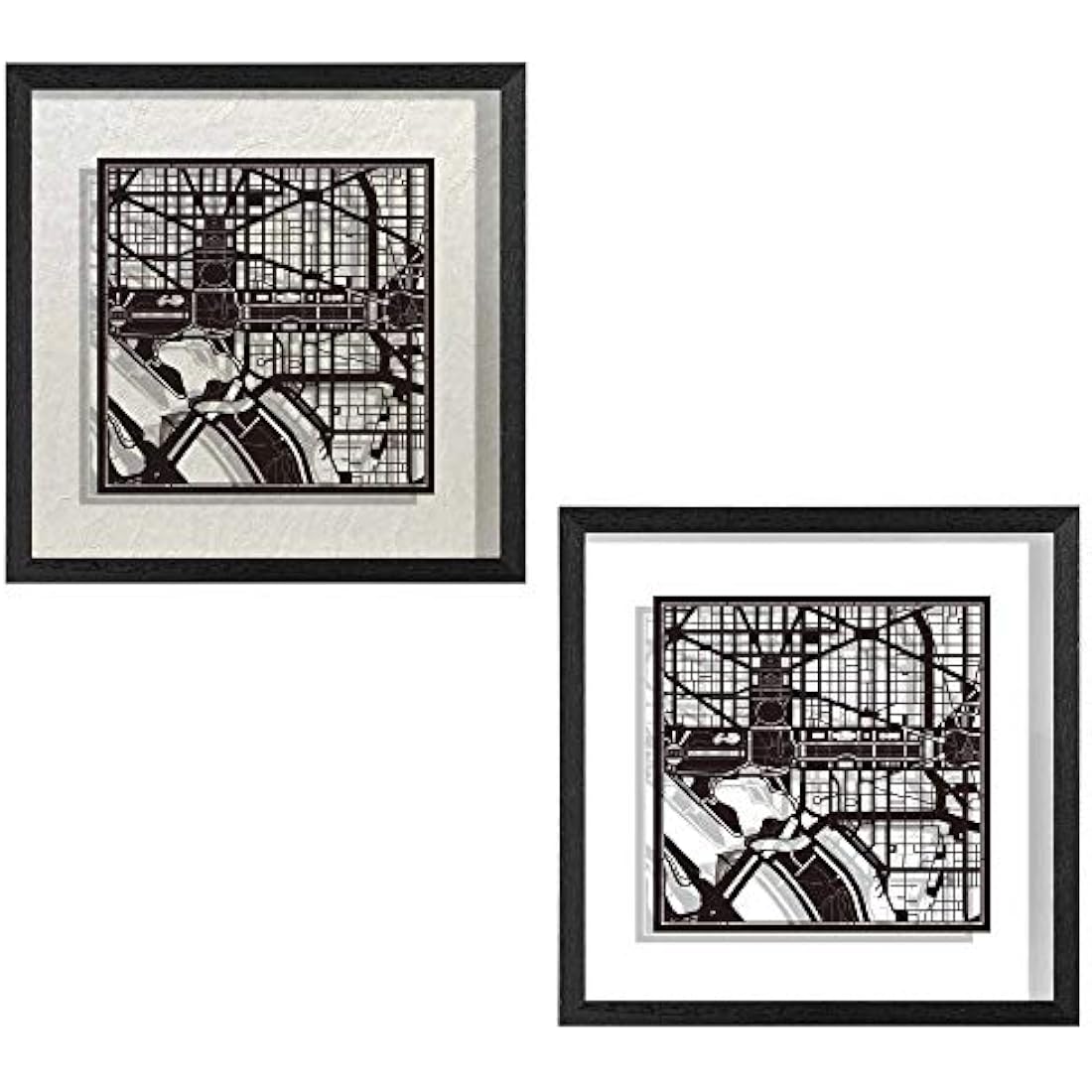 O3 DESIGN STUDIO Washington D.C. Paper Cut Map framed, Black map, Black frame, 9x9 inches, Gift Boxed, 2 background color, self-changing, Paper Art