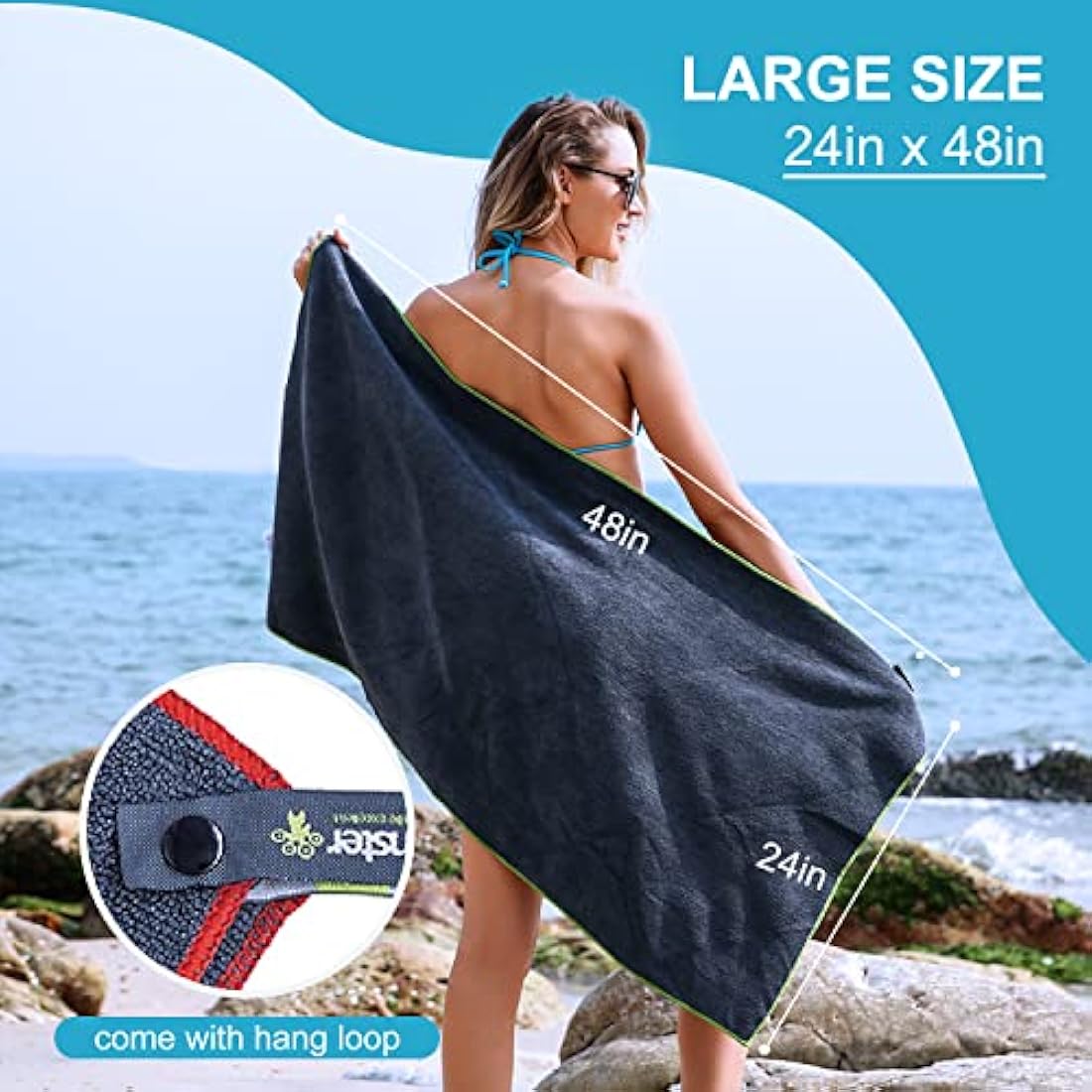 4Monster 6 Pack Microfibre Gym Towel with Accessory Bag, Quick Dry Travel Towel Super Lightweight, Ultra Absorbent Beach Camping Towel for Sports Yoga Swimming Hiking Bath and Pool (6Pack, Navy Blue)