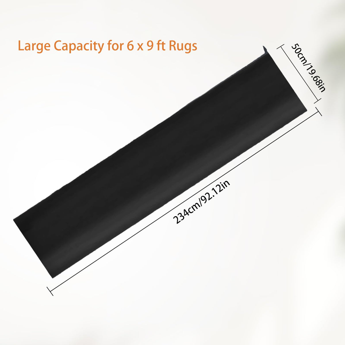 NICENEEDED 26 x 130 Inch Jumbo Rug Storage Bag, 210D Heavy Duty Black Bag Fitting Rugs up to 9 x 12 Ft