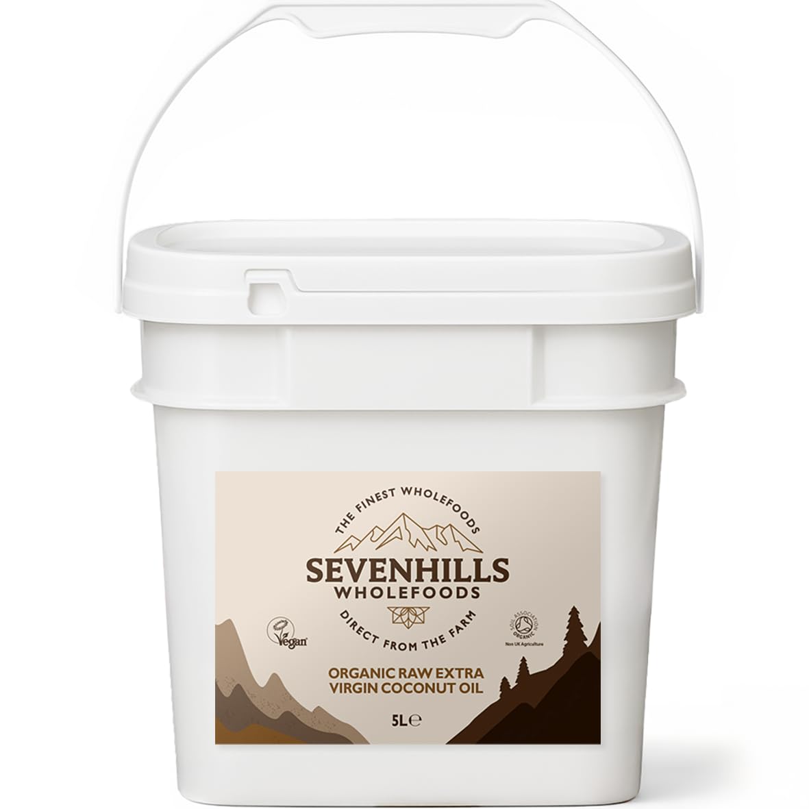 Sevenhills Wholefoods 5L Organic Extra Virgin Raw Coconut Oil (Cold-Pressed) for Cooking, Baking, Skin Moisturiser, Hair Conditioner, Recyclable
