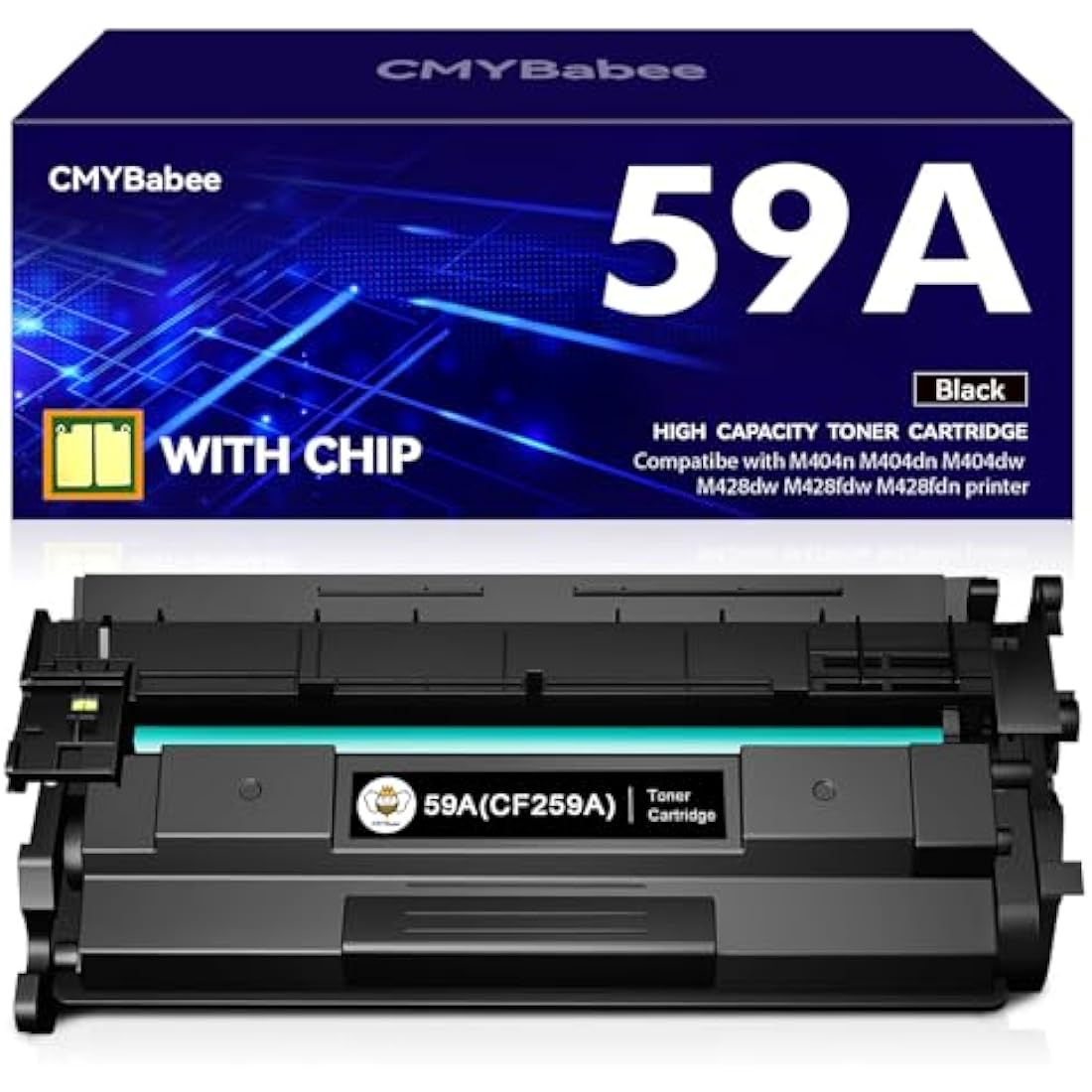 CMYBabee CF259A with Chip Compatible for HP 59A CF259A 59X CF259X Toner for Laserjet Pro M404dn M404dw MFP M428dw M428fdw M428fdn M404n M304a M428 M404 M406 M430 (Black, 1-Pack)