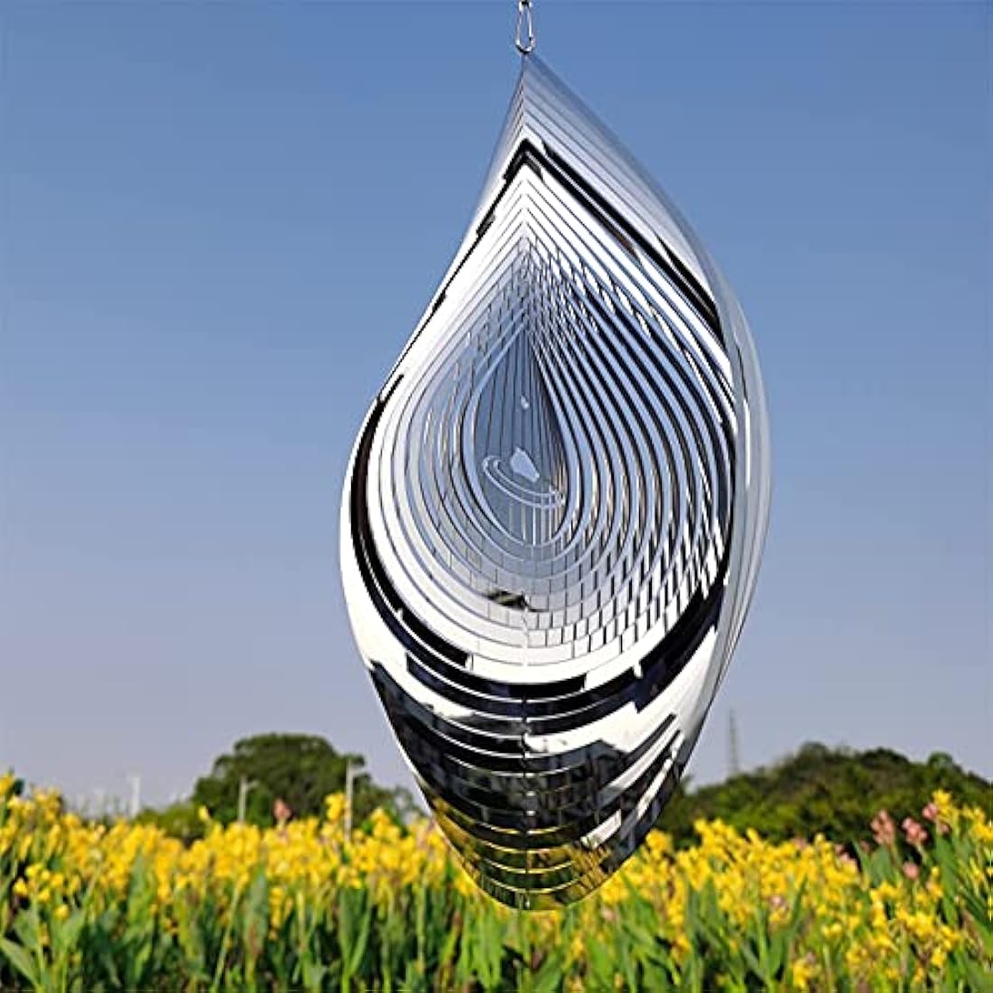 Kexsscai Wind Spinner 3D Stainless Steel Metal Sculptures Decorations, 3D Water Droplets Metal Wind Sculptures & Spinners for Indoor Outdoor Garden Decoration 12inch