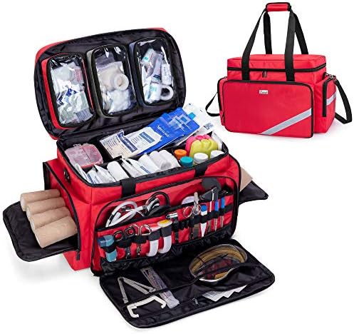 Trunab First Aid Bag Empty, Professional Medical Bag Emergency Responder Trauma Bag with Inner Dividers and Anti-Slip Bottom, Ideal for EMT, EMS, Paramedics