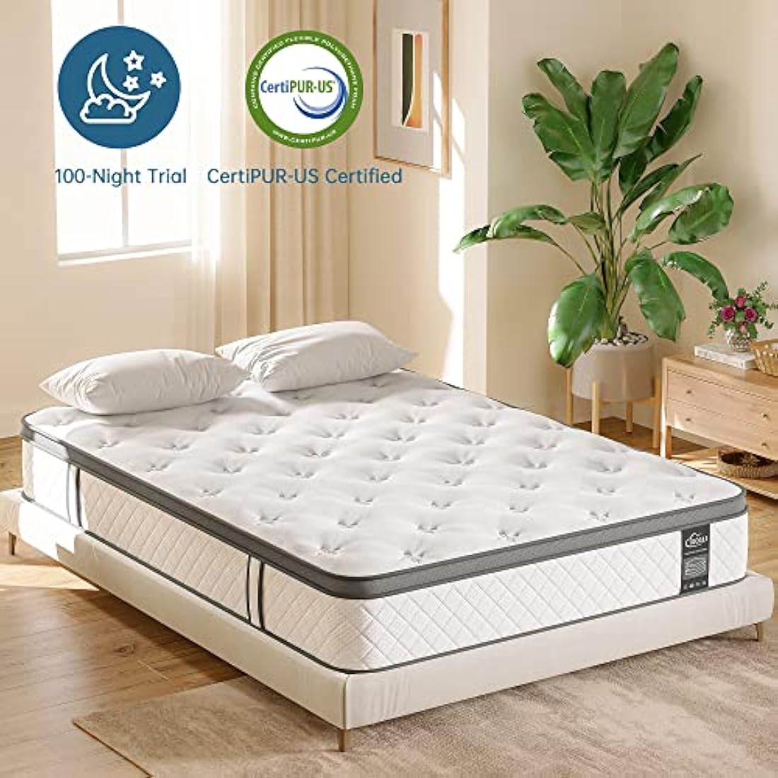 TeQsli 3FT Single Mattress 10 Inch Gel Memory Foam Pocket Spring Hybrid Mattress Medium Firm Orthopedic - Edge Support & OEKO-TEX Certified in a Box 90x190x25cm