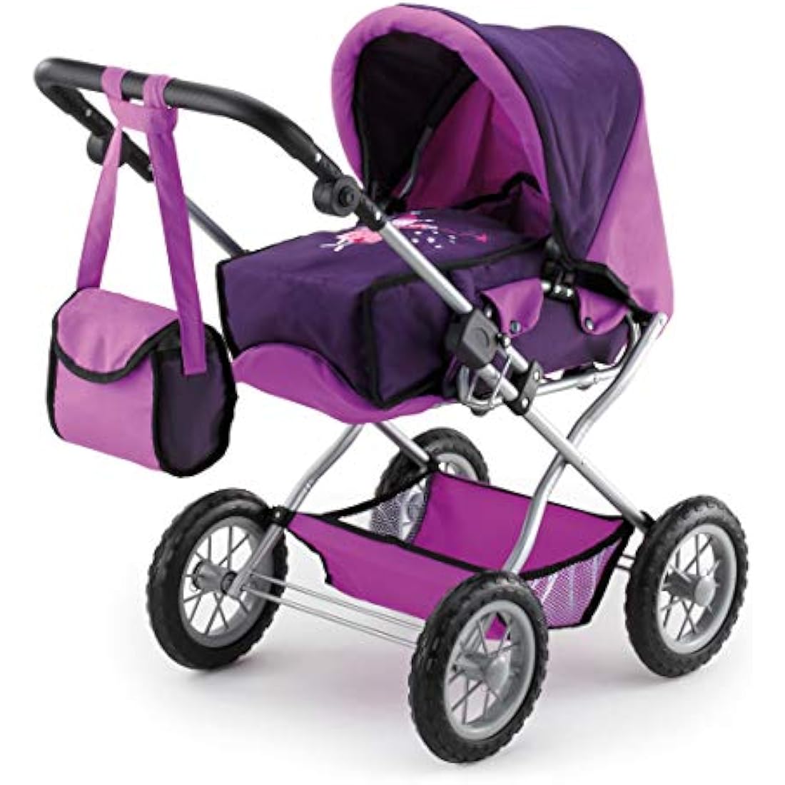 Bayer Design 15012AB Dolls Pram, Stroller Combi Grande set with bag, carrier, travel bed, accessories, purple with fairy
