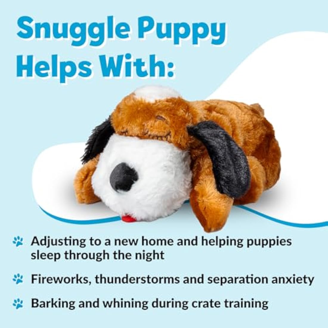 Original Snuggle Puppy Toy, Heartbeat Toy for Puppy, Dog Toys for Anxiety Relief, Calming Aid, Dog Heartbeat Toys for Behavioral Training in Brown and White
