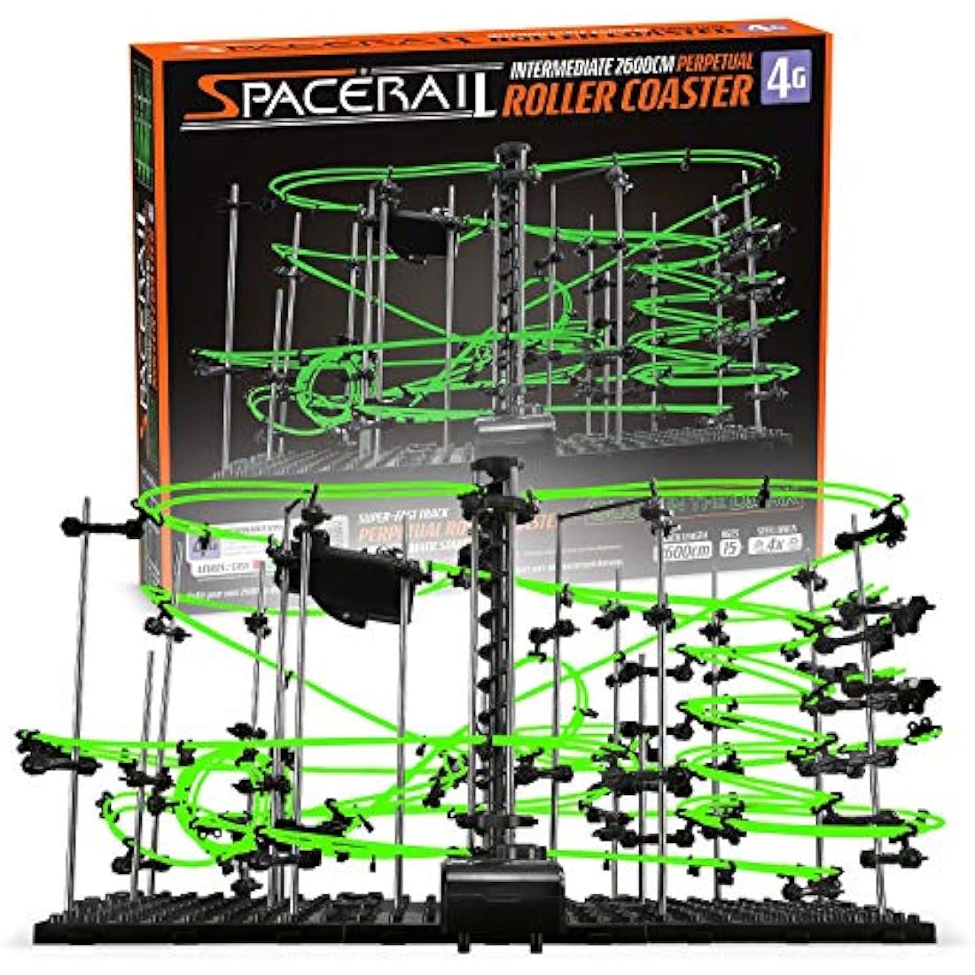 CKB LTD Space Rail Perpetual Rollercoaster Glow in The Dark Level 4 - Marble Roller Coaster Run DIY Track Build Kit Space Rail Track Run Construction Gadget