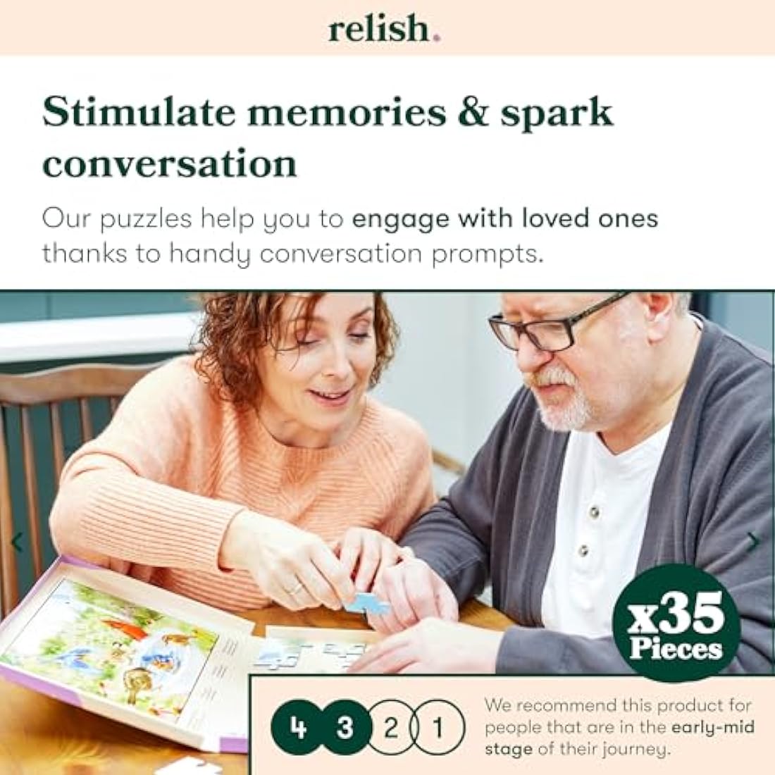 Relish - Dementia Jigsaw Puzzles for Adults, 35 Piece Bathing Birds Puzzle - Activities & Gifts for Elderly People with Alzheimer's