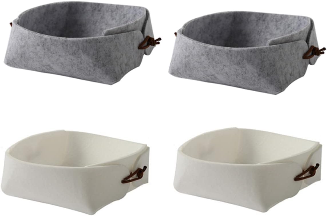 KOMUNJ Pack of 4 Foldable Small Storage Baskets, Felt Basket Storage Boxes, Foldable Felt Storage Baskets, for Remote Control, Keys, Snacks