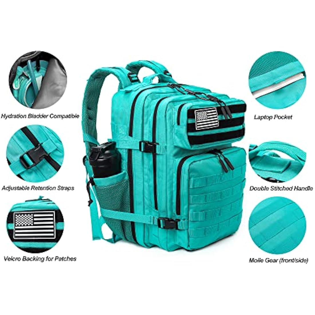LHI Military Tactical Backpack for Men and Women 45L Large waterproof Rucksack for School, Hiking, Trekking, Hunting