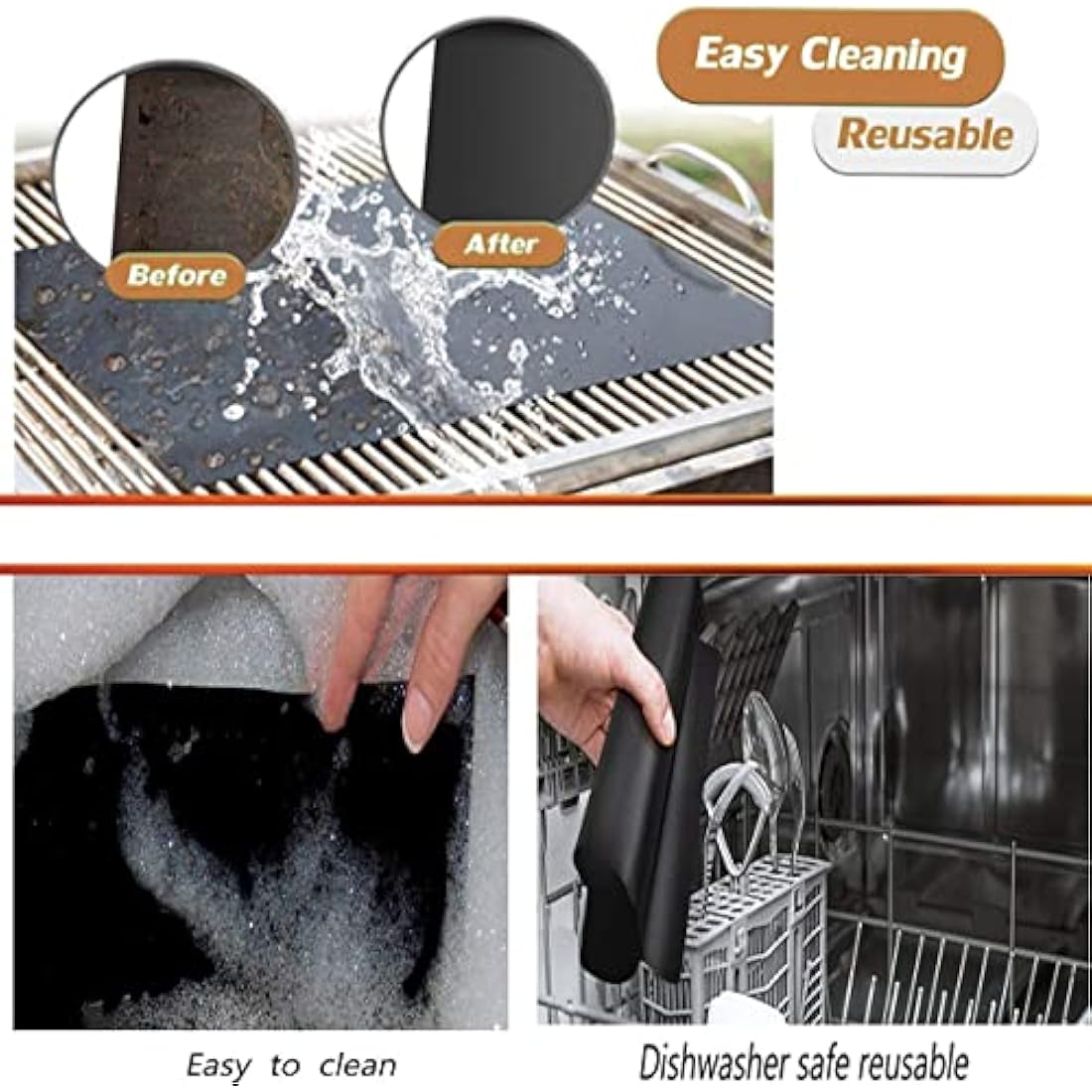 QH7 BBQ Mats,BBQ Cooking Mat Non Stick Barbecue Baking Mats for Charcoal, Gas or Electric Grill - Heat Resistant,Barbeque Grill Mats Reusable and Easy to Clean, FDA Aproved ((180X40) CM)