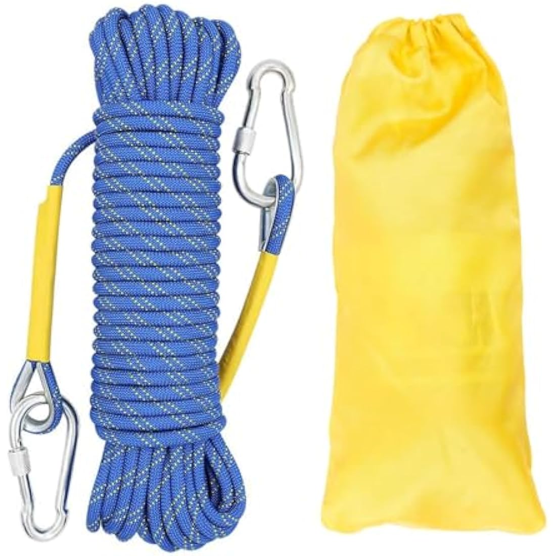 Gangying Climbing Rope 8mm Outdoor Static Rock Climbing Rope 30m High Strength Cord Safety Rope Braid Nylon Rope Escape Rope Fire Rescue Parachute Rope with 2 Carabiner
