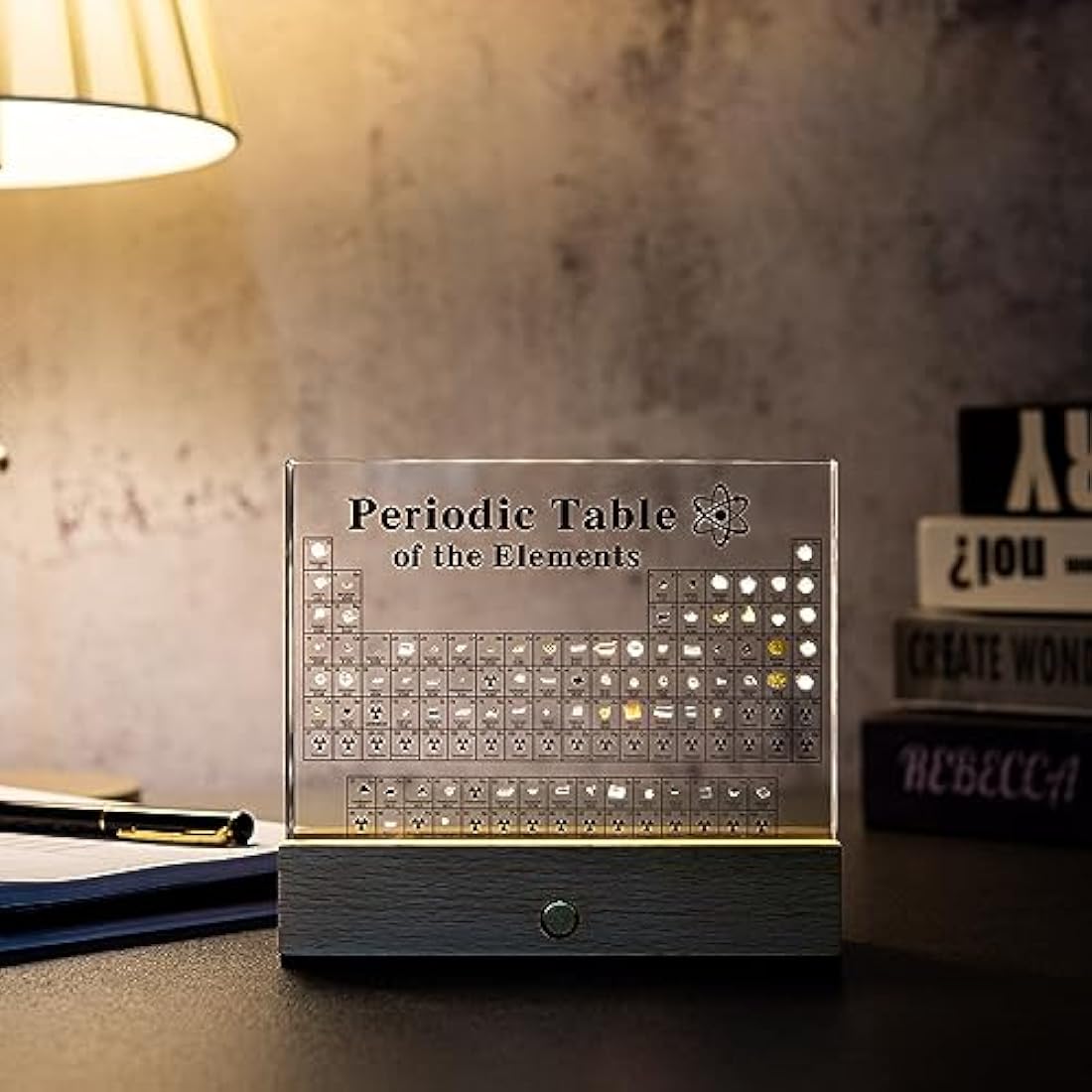 MegaBox Periodic Table With 83 Kinds Of Real Elements With Wooden Stand, Perfect Science Teacher Gift (Regular 6.0 X 4.5 in)