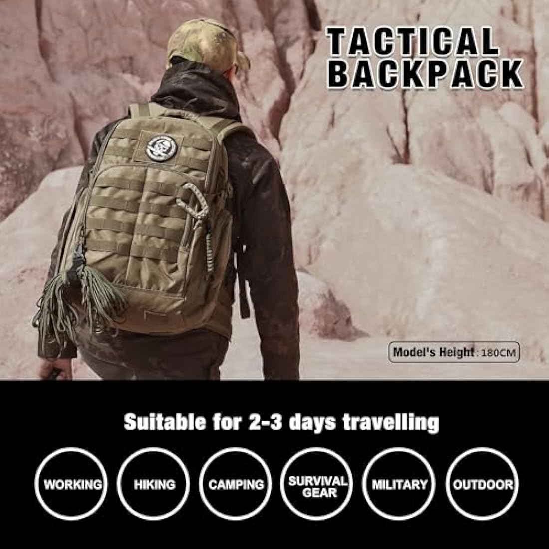 Mardingtop 40L Military Tactical Backpack Practical Rucksack for Men with Molle System Outdoor Hiking Backpack Army Backpack for Hiking, Traveling, Mountaining