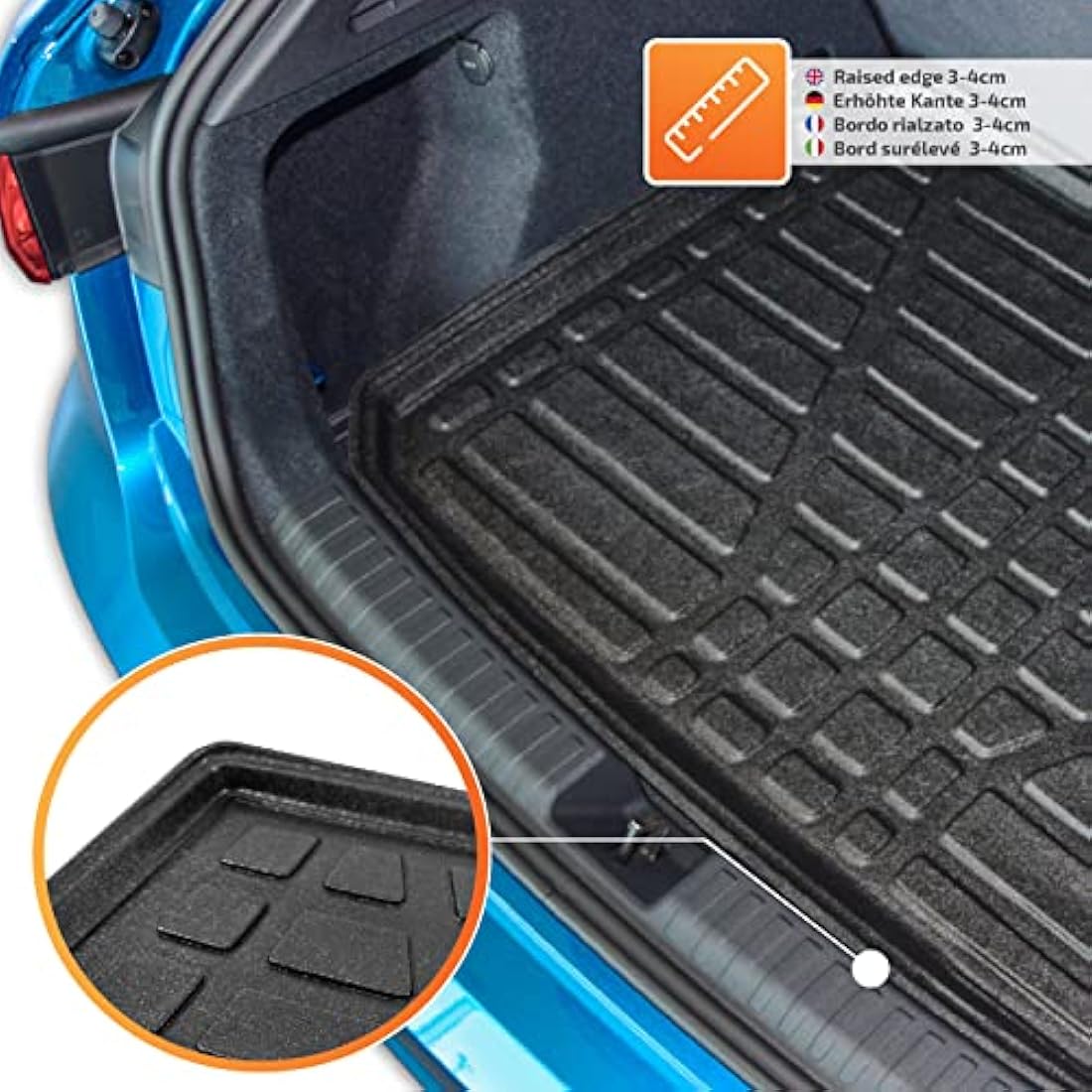 SCOUTT Boot Liner, Boot Mat fits Clio mk3 Hatchback 2005-2012 With HookWater Resistant, Pet Friendly Equipment, Anti Slip, Raised edges, Tailored Fit, Easy to Roll and Clean