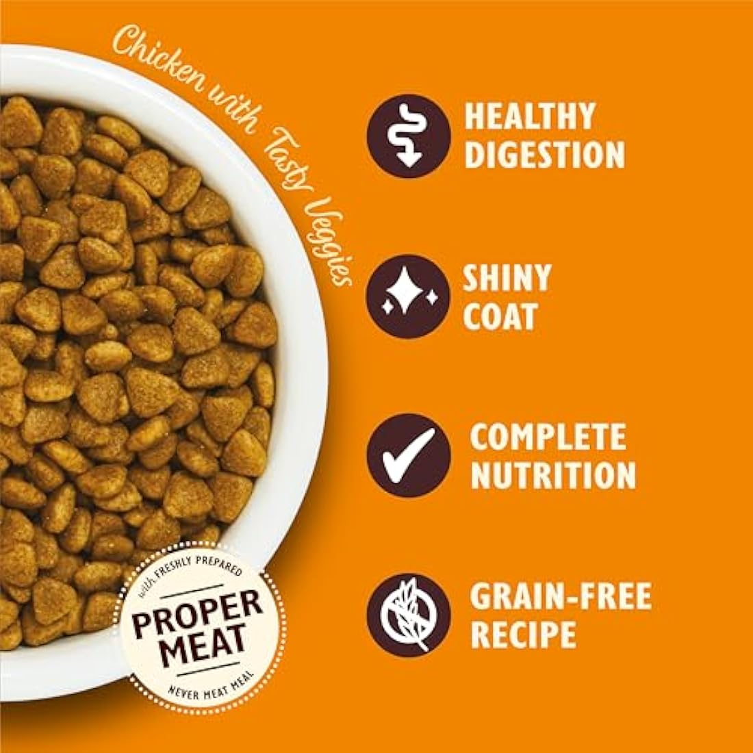 Lily's Kitchen Made with Natural Ingredients Adult Dry Cat Food Bag Chicken with Veggies Grain-Free Recipe 4 x 800g