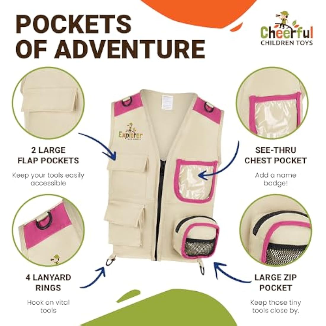 Premium Kids Explorer Kit with Extra Sturdy Accessories for 3-7 Year Olds -Bug Hunting Costume Hat Vest boys girls Outdoor Backyard Safari Nature Zoo Keeper STEM Educational