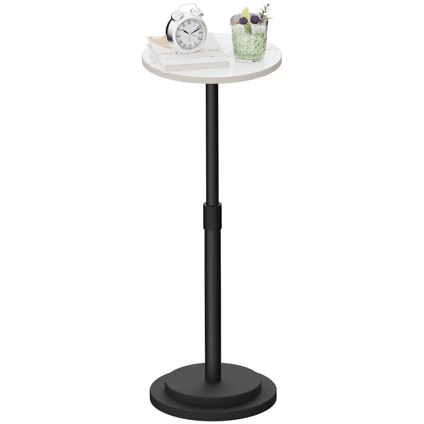 GUOHNHE Round End Table, Height Adjustable Drink Stand, 1 Pack, White