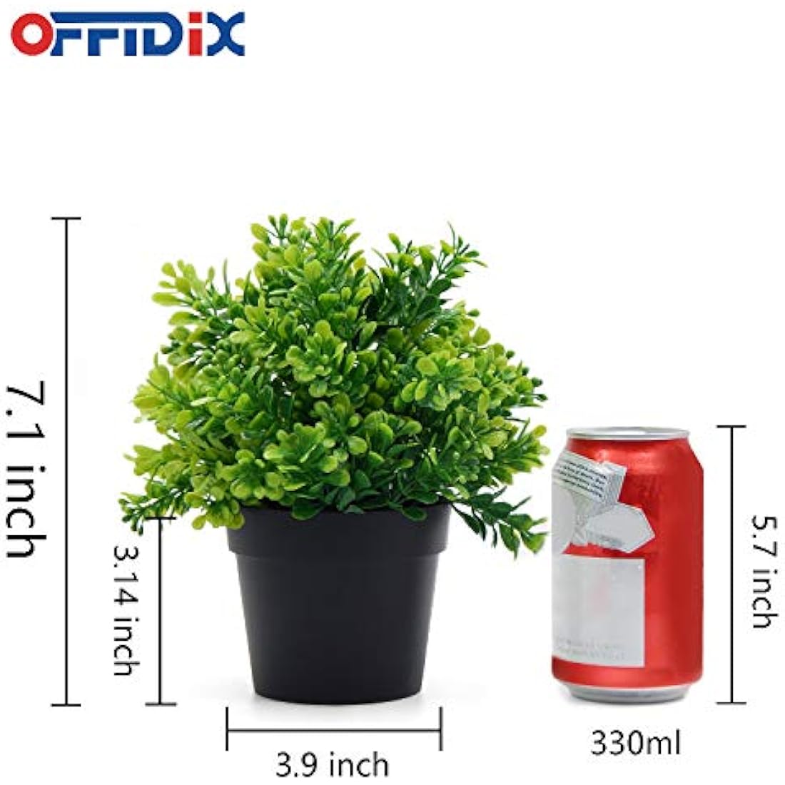 OFFIDIX Artificial Plants with Vase Mini Plastic Eucalyptus Plants for Home Office Decoration Faux Plastic Plants with Pots Fake Plant Indoor (Small Leaf)