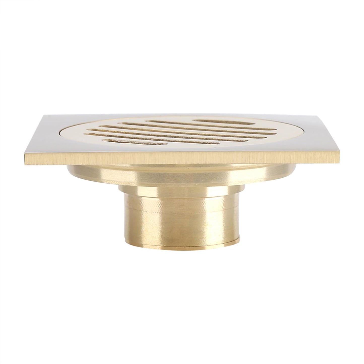 Yctze Gold Brushed Brass Square Floor Drain, Bathroom Shower Waste Grate, Strong and Durable Brass Constructed Strainer for Home Use