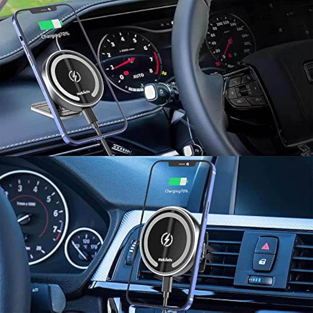 MAGJIEYX for Magsafe Car Mount Charger, 15W Magnetic Wireless Car Charger 360° Rotation Phone Holder Fast Charging for iPhone 16 15 14 13 12 MagSafe Case 2 in 1 Dashboard Air Vent Car Accessories