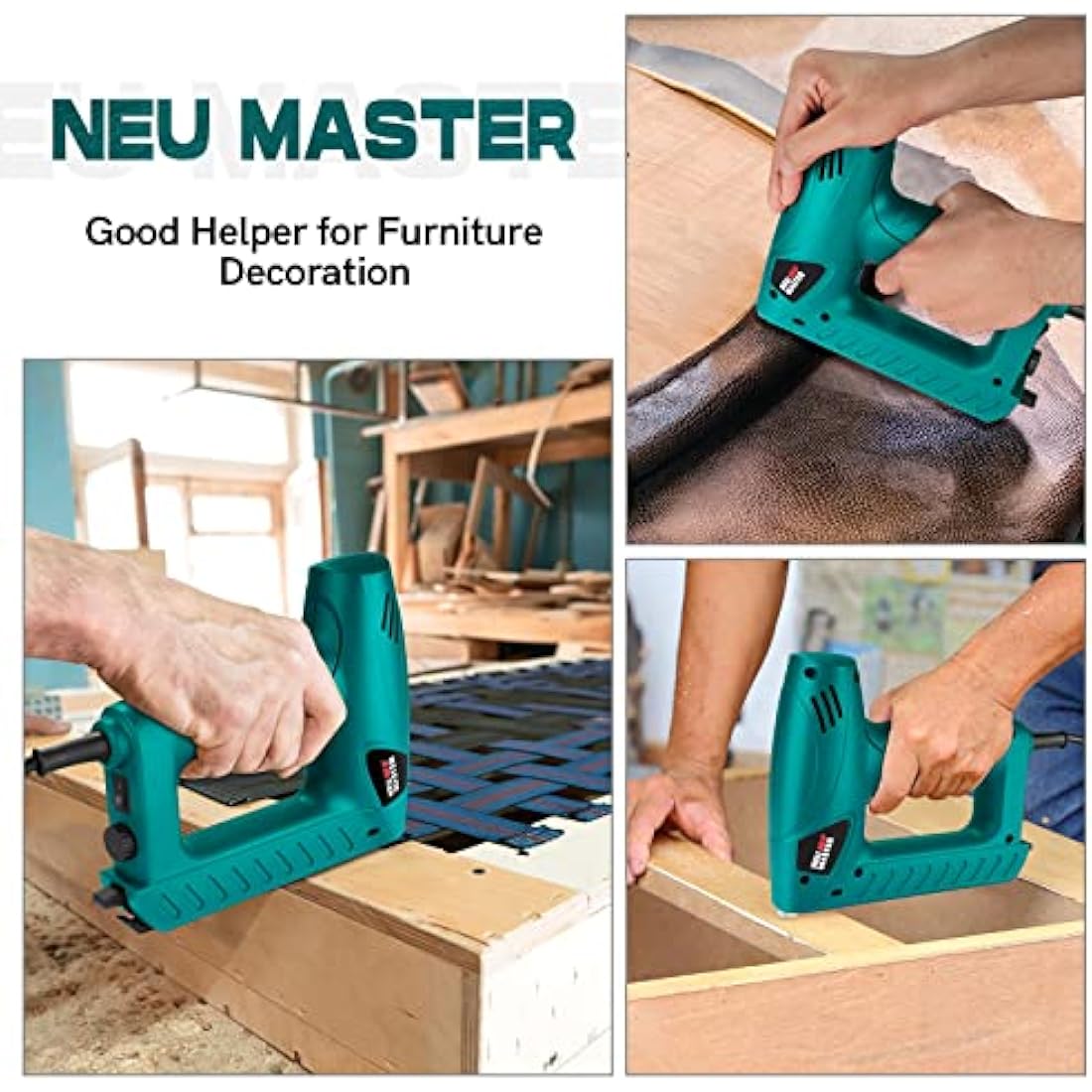 NEU MASTER Electric Brad Nailer, Staple Gun PLD6013 with Contact Safety and Power Adjustable Knob for Upholstery and Home Improvement