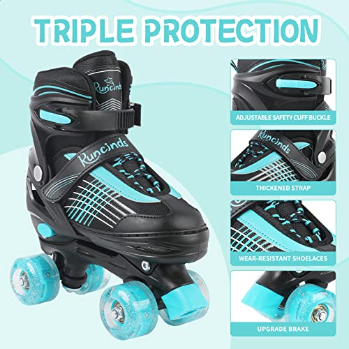 Runcinds Adjustable 4 Size Toddler Roller Skates for Boys Girls Women with Light up Wheels, Kids Roller Skates for Beginners Indoor Outdoor