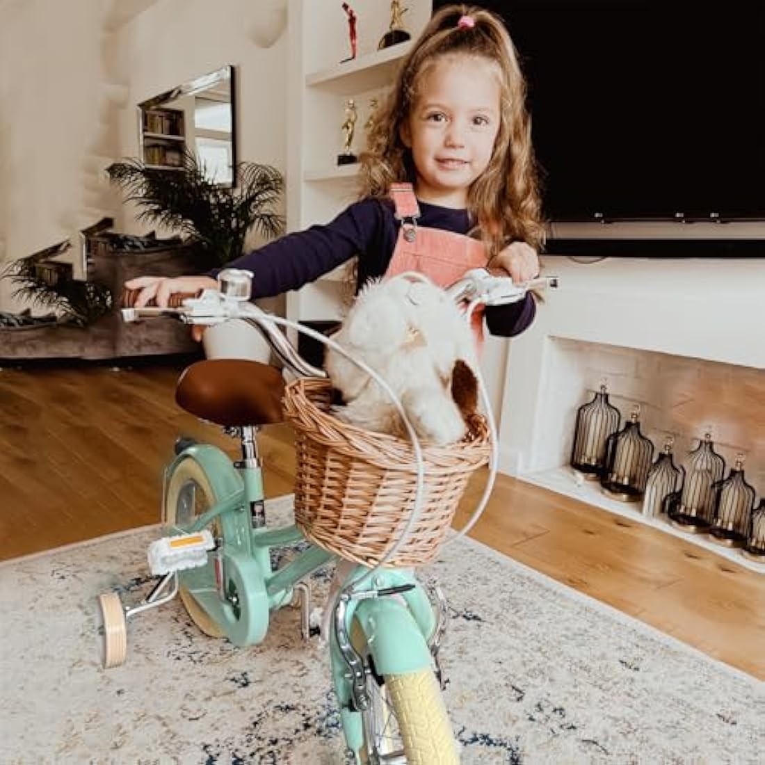 Glerc Little Molly 14 Inch Kids Retro Girls Bike for 2-13 Year Old with Wicker Basket & Stabilisers/Kickstand, Multiple Colors