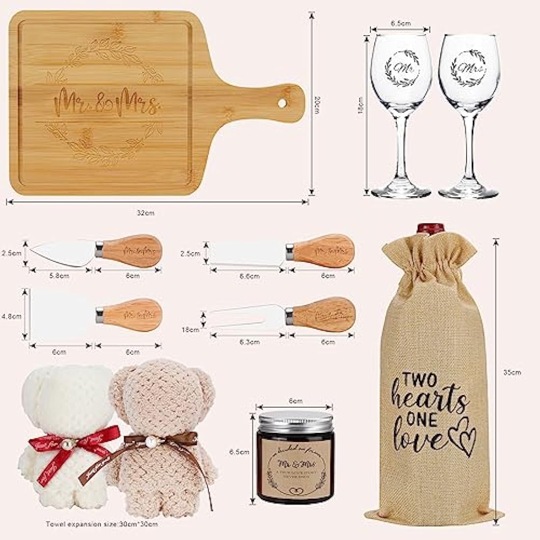 pengtai Wedding Gifts for Couples 2025,Bride Gifts,Newlywed Mr and Mrs Present,Bamboo Serving Board Candle Basket for Husband Wife