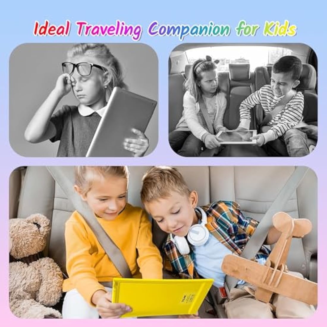 TECJOE 2 Pack LCD Writing Tablet, 10 Inch Colorful Doodle Board for Kids, Electronic Drawing Tablet Drawing Pads,Kids Travel Games Activity for Learning,Gifts for 3–6-Year-Old (Dark Blue and Yellow)