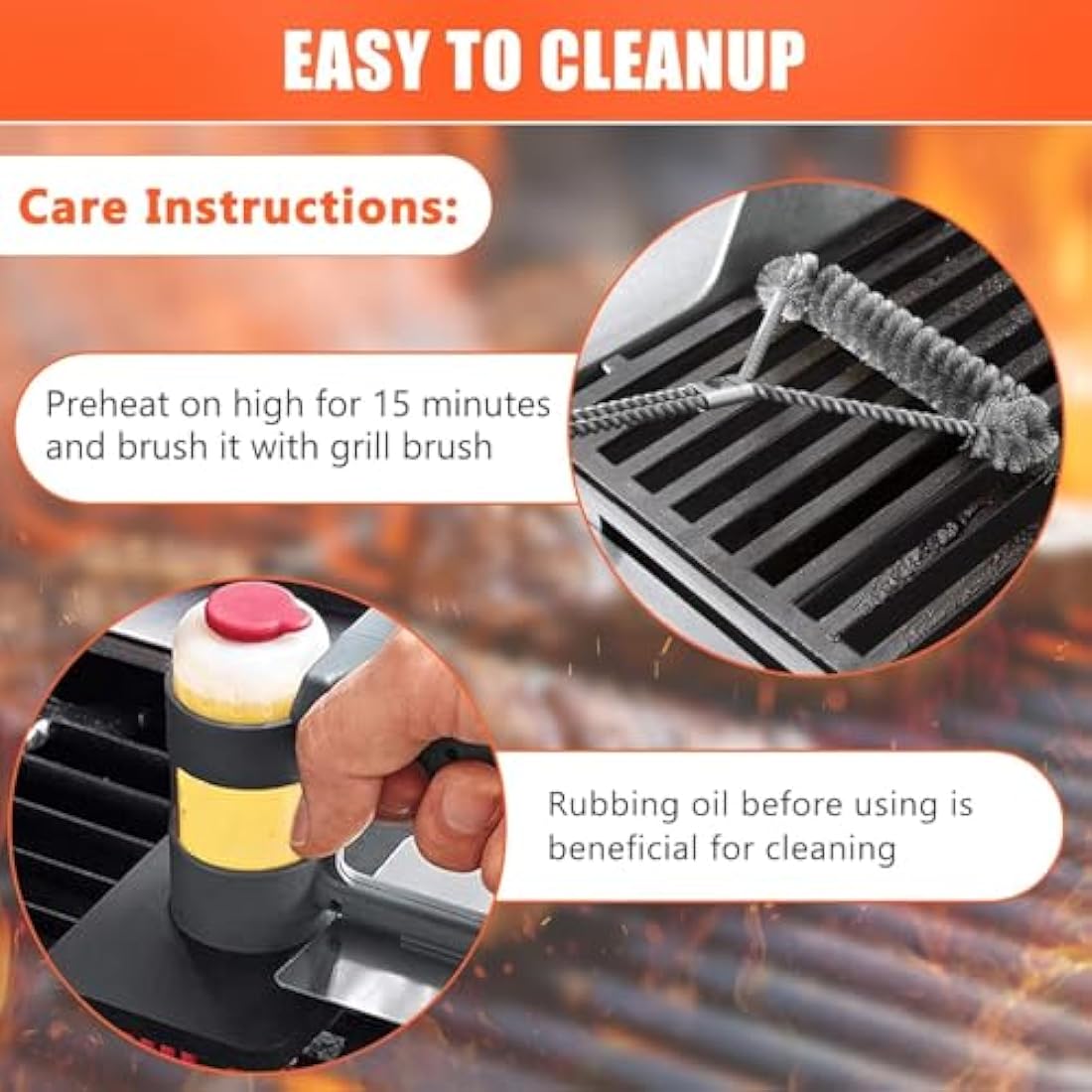 GFTIME 44.5 x 30.3cm Grill Grate 7638 Replacement Parts for Weber Spirit I & II 310, Spirit Classic 300 Series E/S 310, 320 & 330, Spirit 700, Weber 900, Cast Iron Cooking Grate 7639, 7525, 7526, 7527