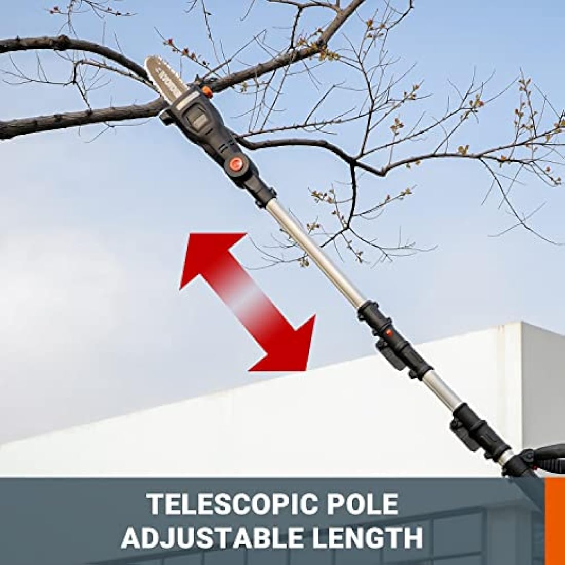 WORX WG349E.9 Cordless Pole Pruner/Saw, (Tool only, Battery and Charger Sold Separately), Black, 18V (20V Max)