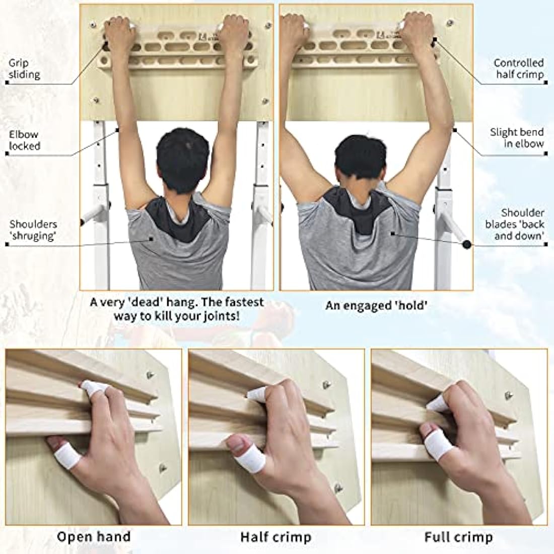 TWO STONES Climbing Hangboard Rock Climbing Training as Climbing Fingerboard with Jugs, Slopes and Edges, Pockets and Phone Holder CJ-HB2049