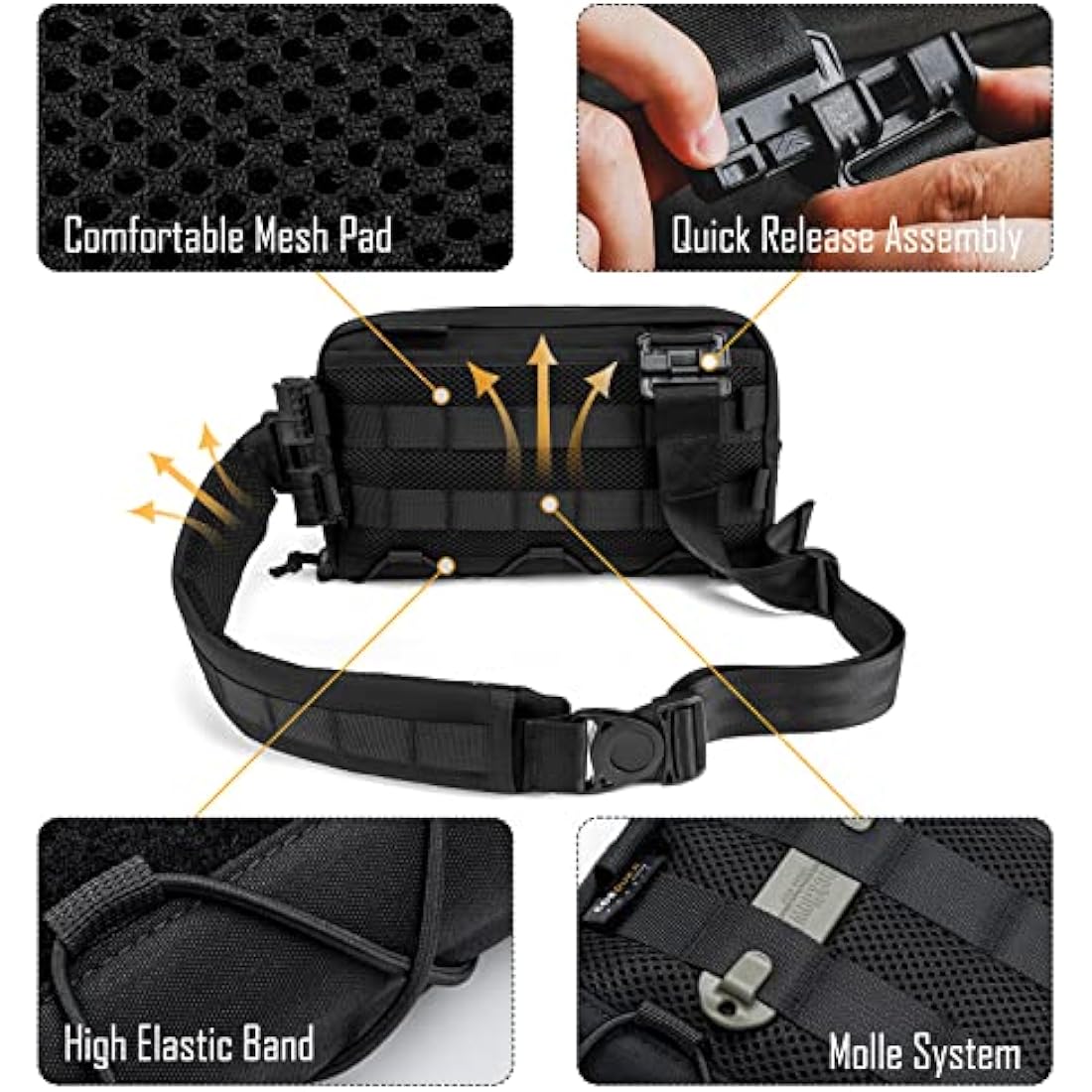 TACTICAL_GEEK Cache L3 EDC Sling Bag, Lightweight Nylon Shoulder Daypack, Crossbody Bag, Hiking Ambidextrous Strap, Travel Hiking Concealed Carry, Chest Backpack Casual Shoulder for Daily