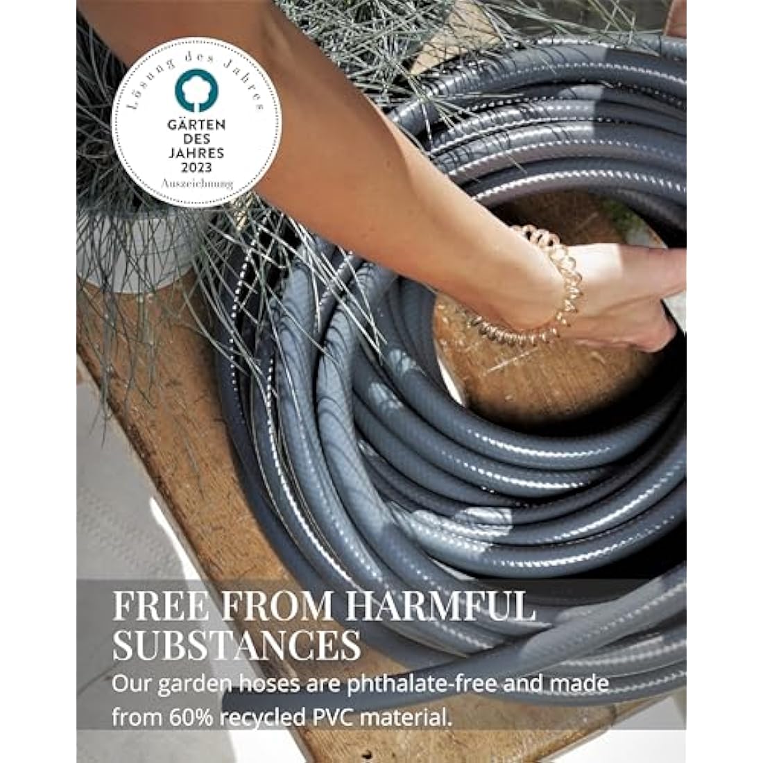 LIVLIG Garden Hose 50m, hosepipes for Garden 1/2 inch Made in Germany, 50m Hose Pipe Made of Recycled PVC, dimensionally Stable, Colour: Anthracite