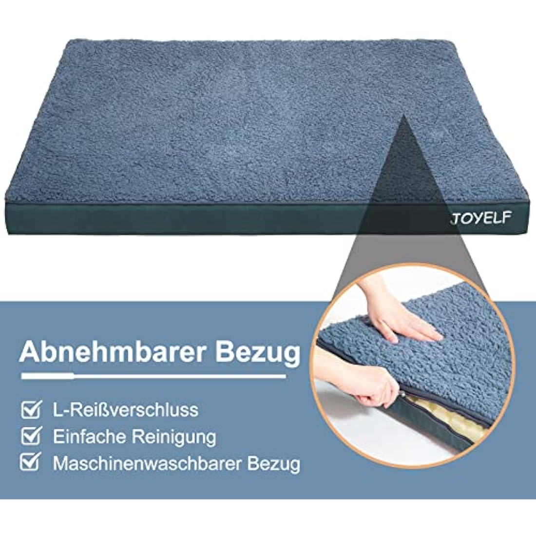 JOYELF Medium Dog crate Bed Mats Orthopedic Dog Bed,Egg Crate Foam Dog Mat Waterproof Dog Pad with Washable Removable Cover, a Squeaker Toy as Gift
