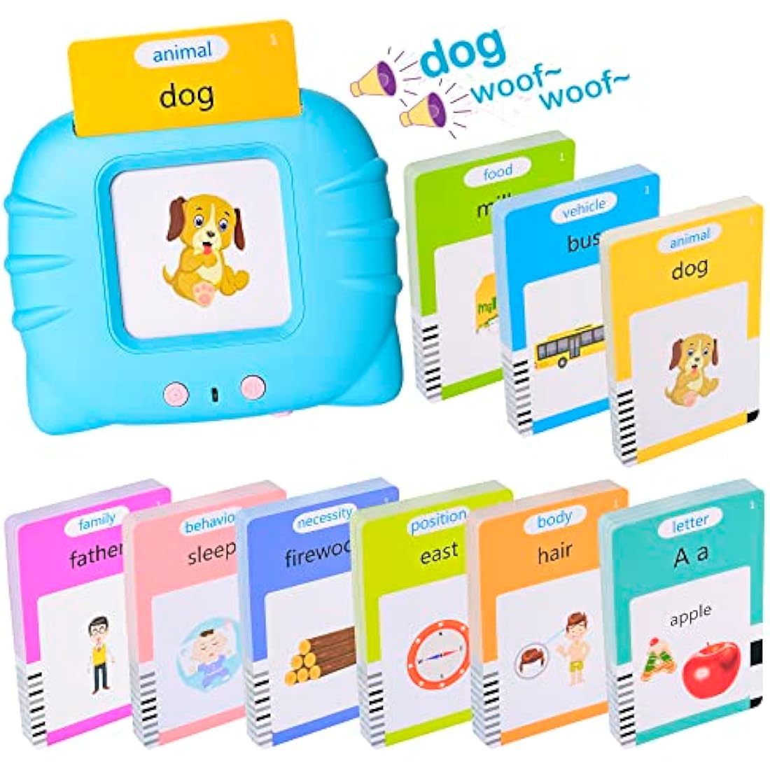 Talking Flash Cards Early Educational Toys for 3 4 5 6 Year Old Baby Boys Girls, Preschool Learning Reading Machine with 224/510 Words, Montessori Interactive Gift for Kids Toddlers