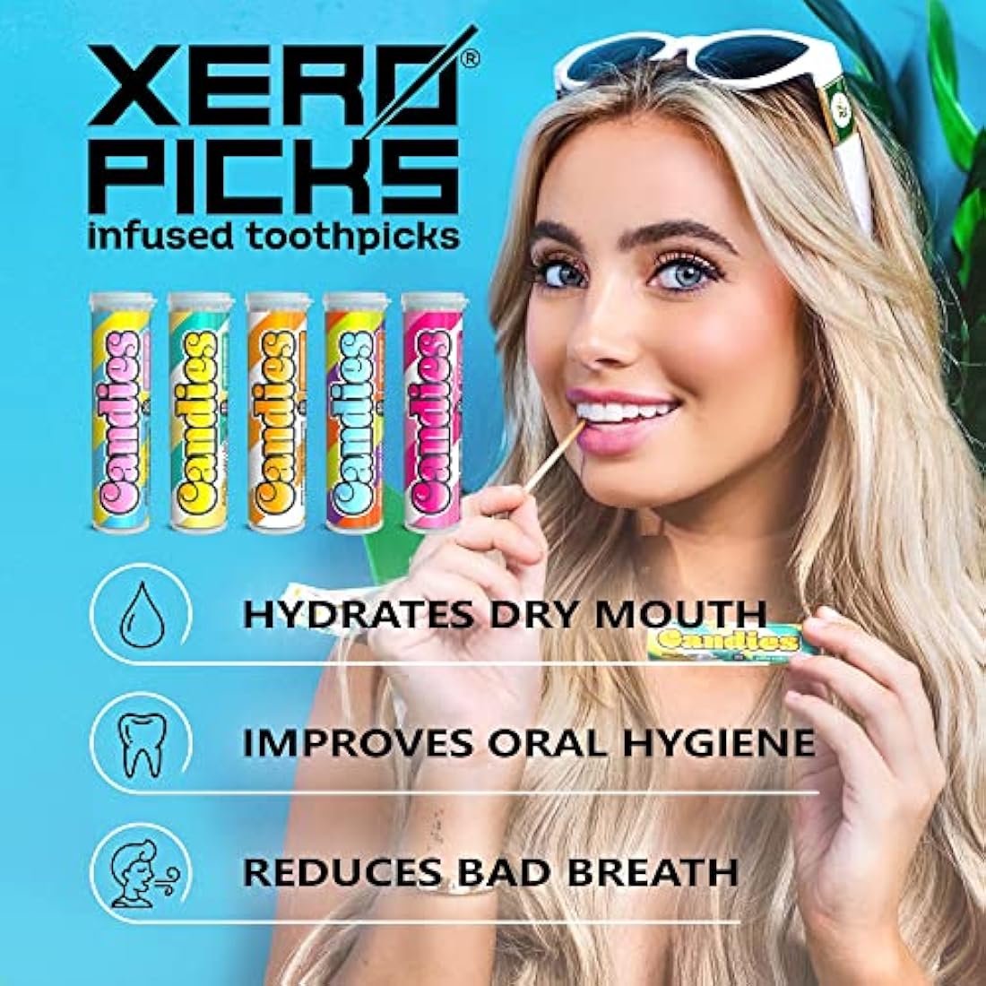 Xero Picks Candies - Infused Flavored Toothpicks (Candies Variety,5 Pack - 100 Picks) Bubblegum, Pina Colada, Orange Creamsicle, Cotton Candy, Snow Cone and Candy Cane