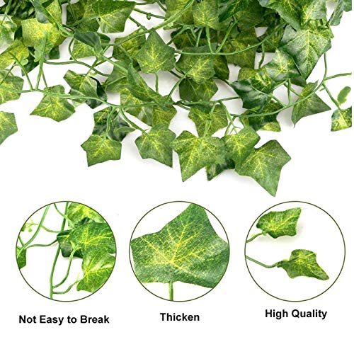 DazSpirit 60Pcs Artificial Ivy Leaf Garland, 126m Artificial Ivy Vines, Fake Vines, Fack Leaves Hanging Plants, for Wedding, Party, Home, Garden,