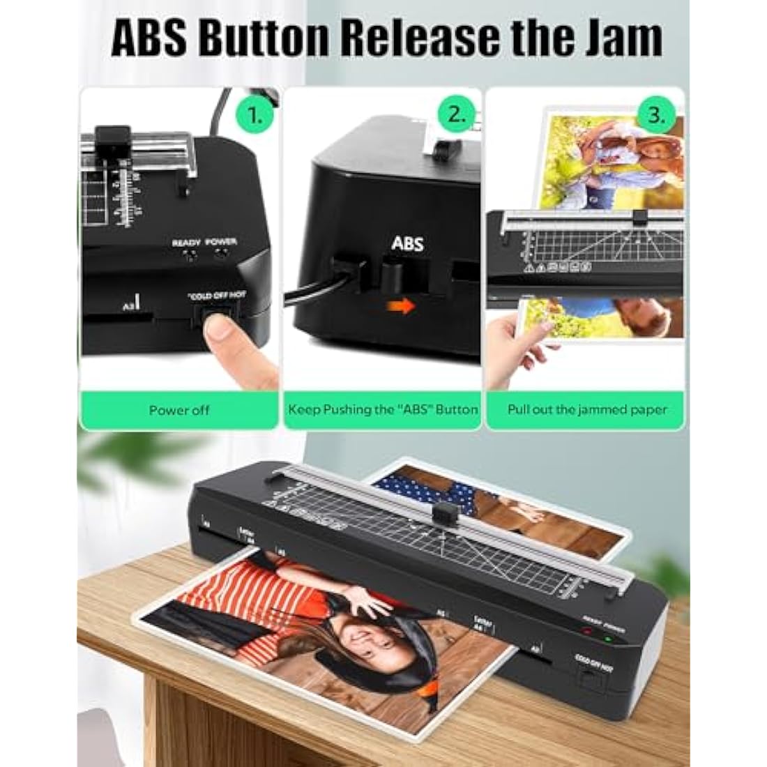 Laminator A3 Laminating Machine with Built-in Trimmer, 70s Quick Warm-up, Cold and Thermal Laminator with 30 Laminating Sheets, Portable Laminating Machine for Home School Office